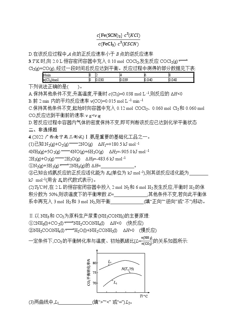 2023届高考化学二轮复习课后习题 专题能力训练5　化学反应速率与化学平衡第2页