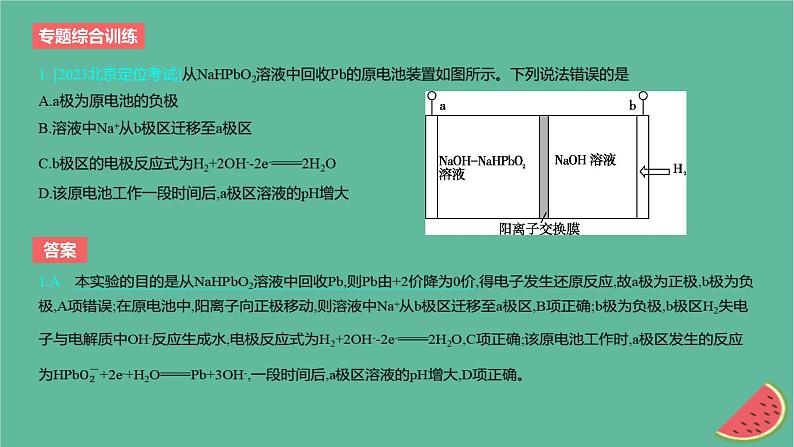 2024版高考化学一轮复习专题基础练专题九化学反应与电能专题综合训练作业课件第2页