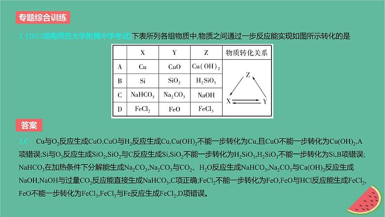 2024版高考化学一轮复习专题基础练专题三金属及其化合物专题综合训练作业课件第4页