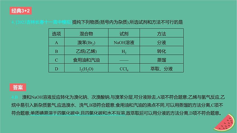 2024版高考化学一轮复习专题基础练专题十一化学实验考点34物质的检验分离和提纯作业课件05