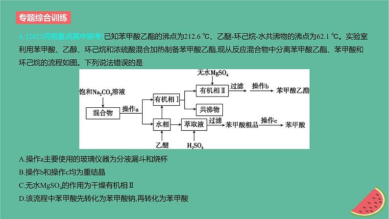 2024版高考化学一轮复习专题基础练专题十一化学实验专题综合训练作业课件第5页