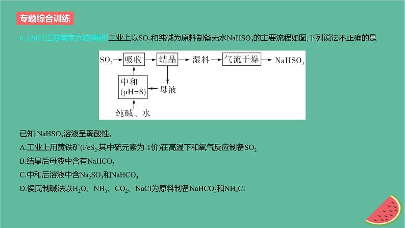 2024版高考化学一轮复习专题基础练专题四非金属及其化合物专题综合训练作业课件第8页