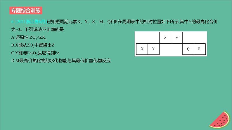 2024版高考化学一轮复习专题基础练专题五物质结构与性质元素周期律专题综合训练作业课件第7页