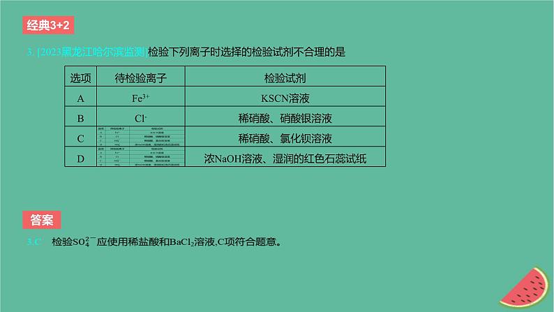 2024版高考化学一轮复习专题基础练专题一物质及其转化考点2离子反应作业课件第4页