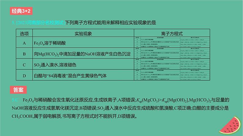 2024版高考化学一轮复习专题基础练专题一物质及其转化考点2离子反应作业课件第7页