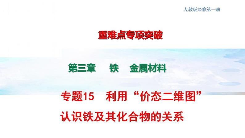 专题突破15 利用“价态二维图”认识铁及其化合物的关系-2022-2023学年高一化学同步重难点专项突破（人教版2019必修第一册）课件PPT01