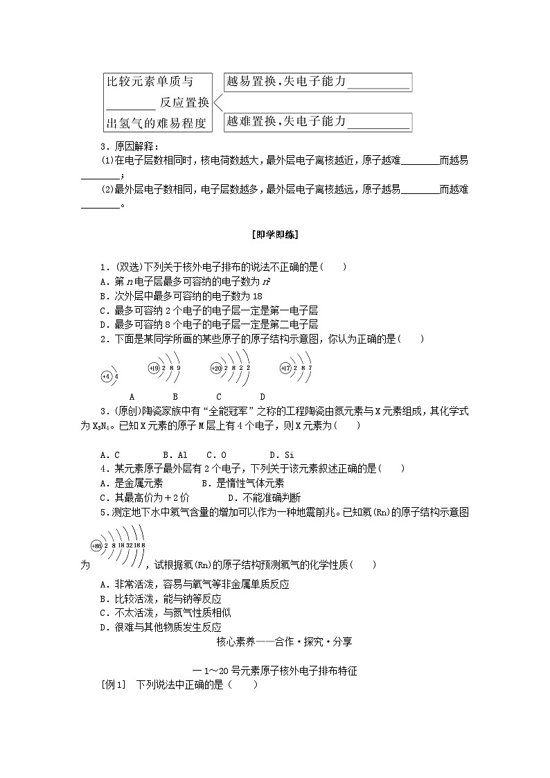 新教材2023版高中化学第1章原子结构元素周期律第1节原子结构与元素性质第2课时原子结构与元素原子得失电子能力学案鲁科版必修第二册第3页