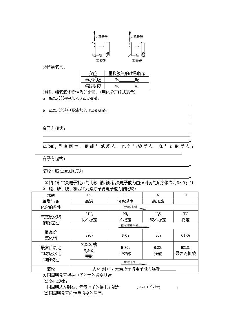 新教材2023版高中化学第1章原子结构元素周期律第3节元素周期表的应用第1课时认识同周期或同主族元素性质的递变规律学案鲁科版必修第二册第2页