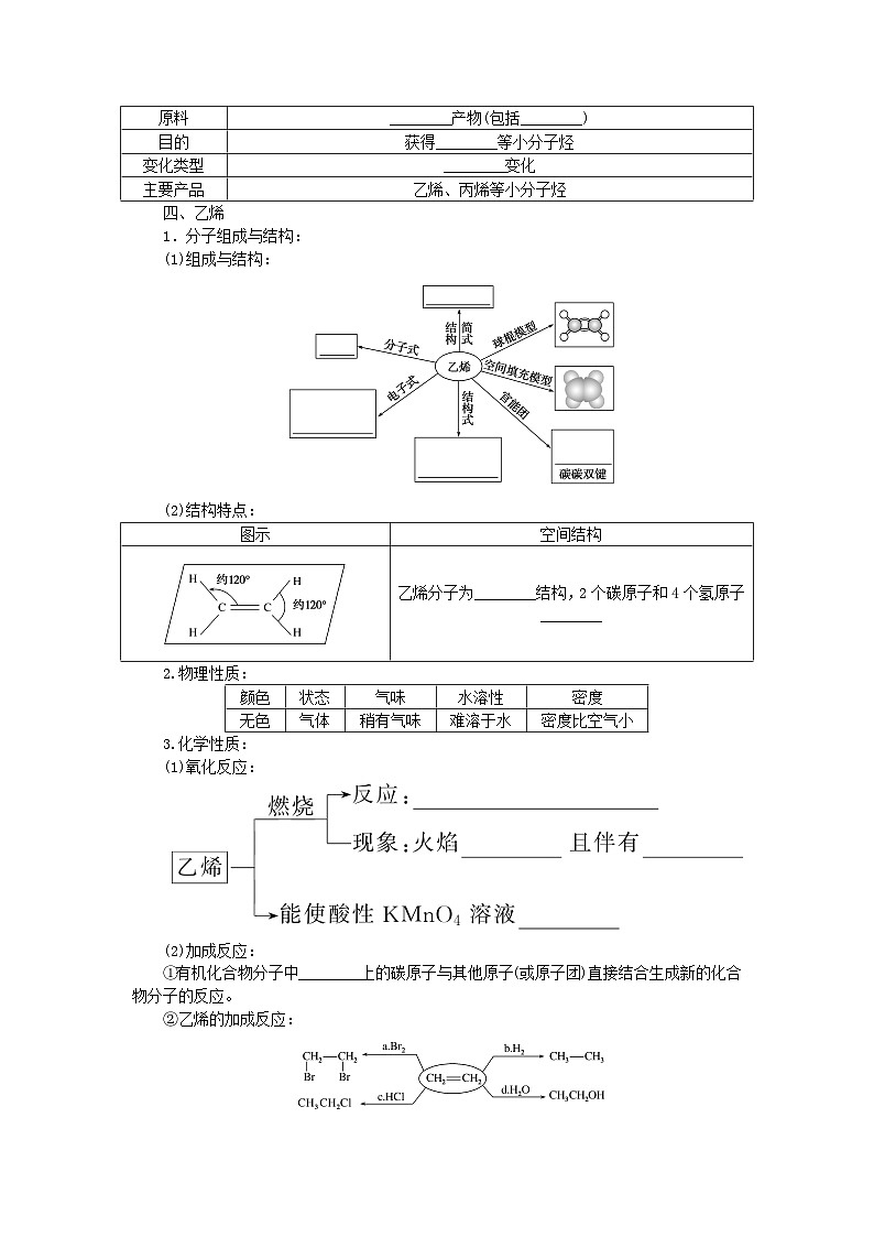 新教材2023版高中化学第3章简单的有机化合物第2节从化石燃料中获取有机化合物第1课时从天然气石油和煤中获取燃料石油裂解与乙烯学案鲁科版必修第二册第3页