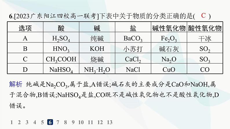 人教B版高中化学必修第一册第1章物质及其变化第1节第1课时物质的分类分层作业课件08