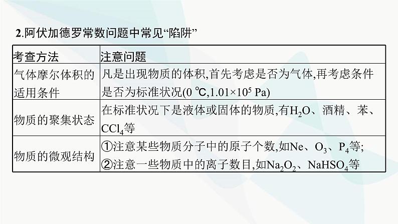 人教B版高中化学必修第一册第2章海水中的重要元素 钠和氯微专题4阿伏加德罗常数及计算课件第3页