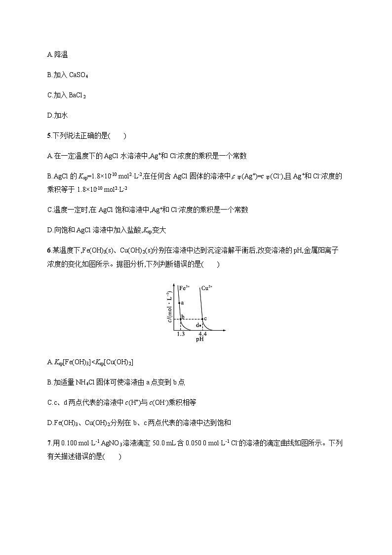 鲁科版高中化学选择性必修1第3章分层作业19沉淀溶解平衡习题含答案02