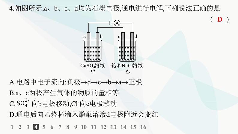 鲁科版高中化学选择性必修1第1章化学反应与能量转化分层作业5电解的原理课件06