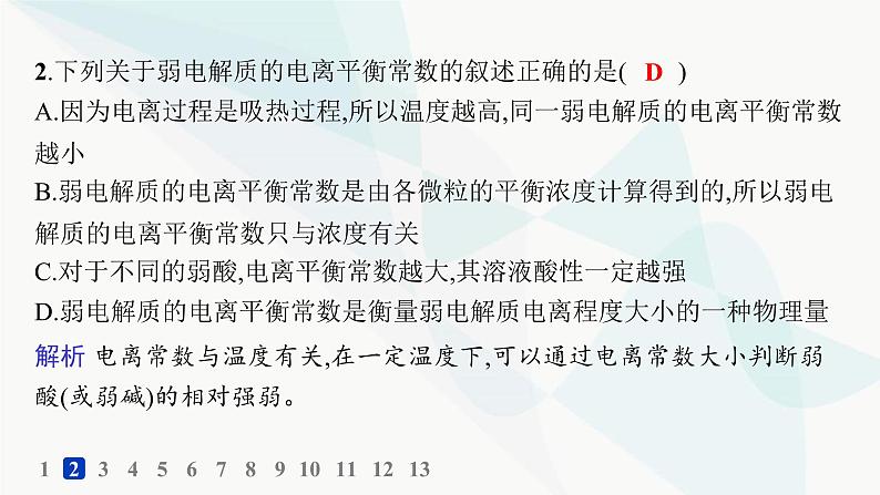 鲁科版高中化学选择性必修1第3章物质在水溶液中的行为分层作业16弱电解质的电离平衡课件第4页