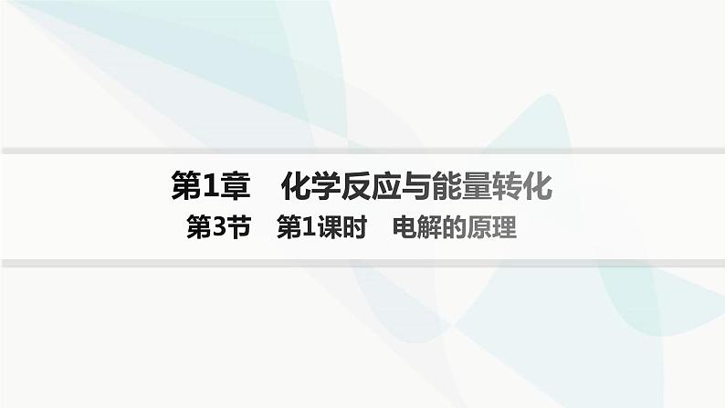 鲁科版高中化学选择性必修1第1章化学反应与能量转化第3节第1课时电解的原理课件第1页