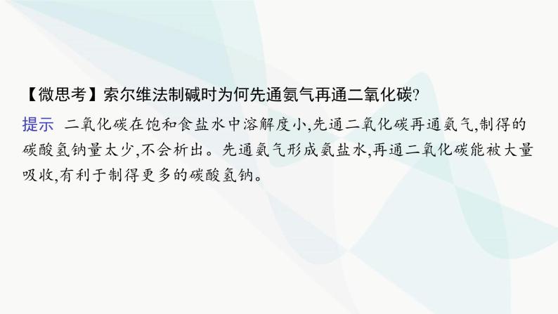 鲁科版高中化学选择性必修1第3章物质在水溶液中的行为微项目揭秘索尔维制碱法和侯氏制碱法课件06