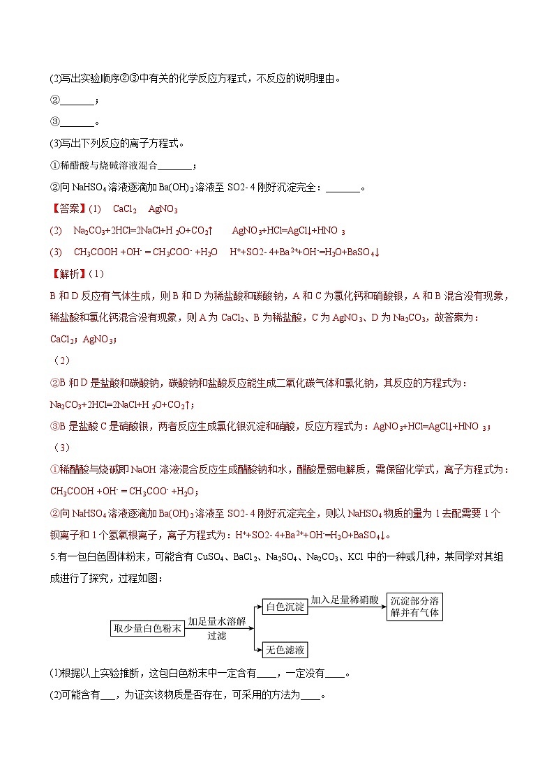 1.2.3离子反应的应用（分层作业）- 2022-2023学年高一化学同步备课系列（人教版2019必修第一册）03