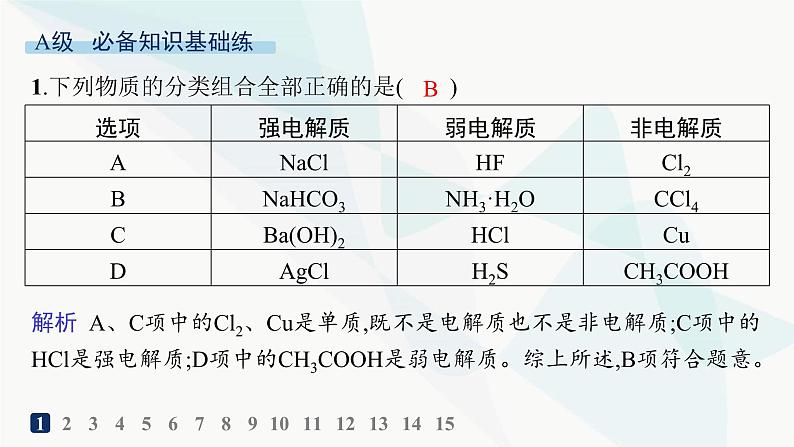 人教版高中化学选择性必修1第3章分层作业13强电解质和弱电解质弱电解质的电离平衡课件02