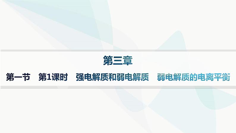 人教版高中化学选择性必修1第3章第1节第1课时强电解质和弱电解质弱电解质的电离平衡课件01