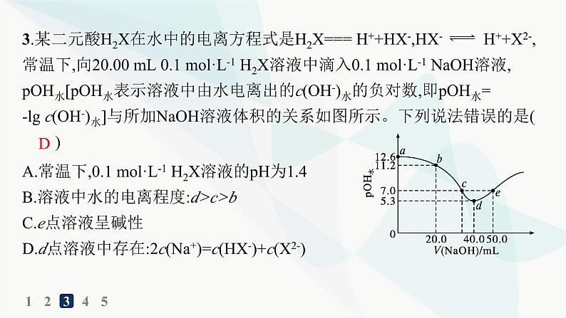 人教版高中化学选择性必修1第3章分层作业21粒子浓度大小比较图像课件第6页