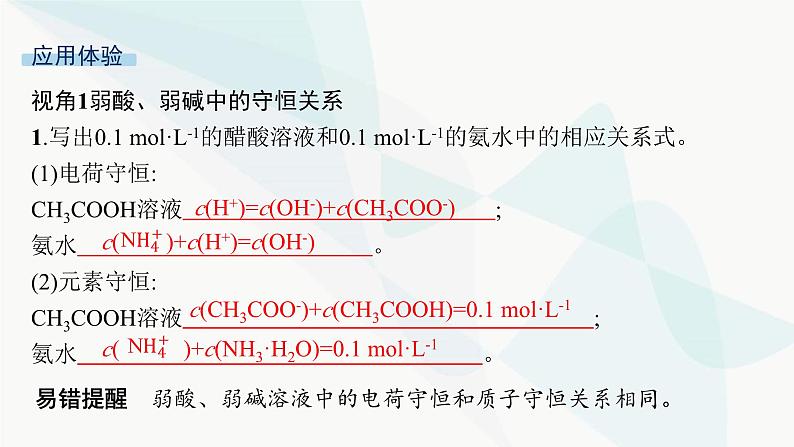 人教版高中化学选择性必修1第3章微专题4电解质溶液中粒子间的关系课件第6页