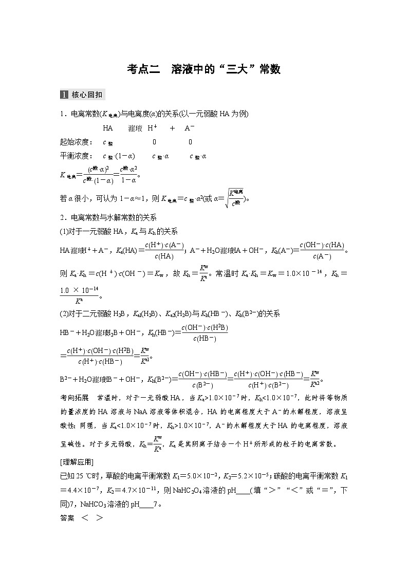 高考化学二轮复习(新高考版) 第1部分 专题8 考点二 溶液中的“三大”常数（含解析）第1页