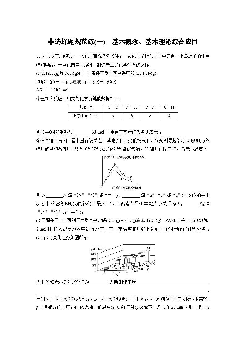 高考化学二轮复习(新高考版) 第3部分 高考题型练 非选择题规范练(一) 基本概念、基本理论综合应用（含解析）第1页