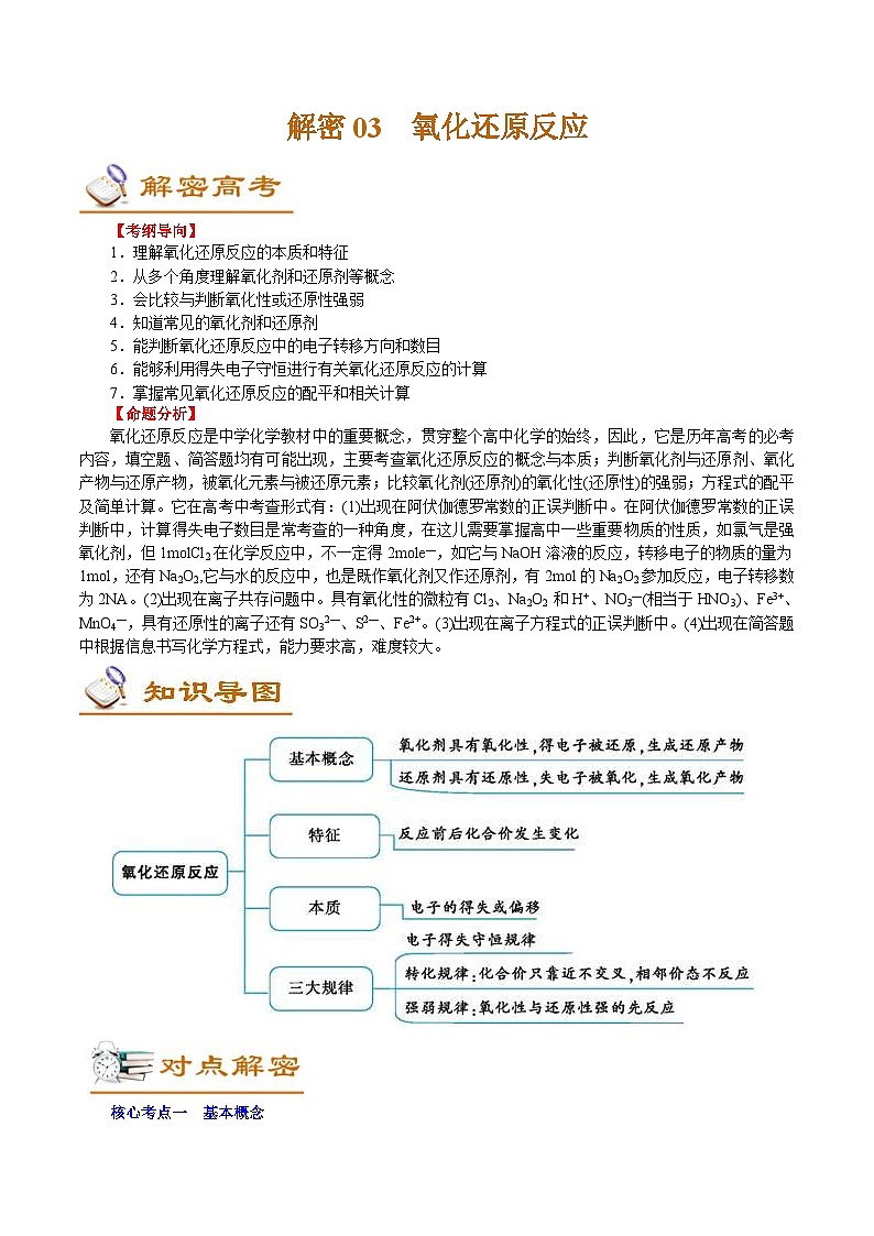 高考化学二轮复习解密03  氧化还原反应(讲义)（含解析）第1页
