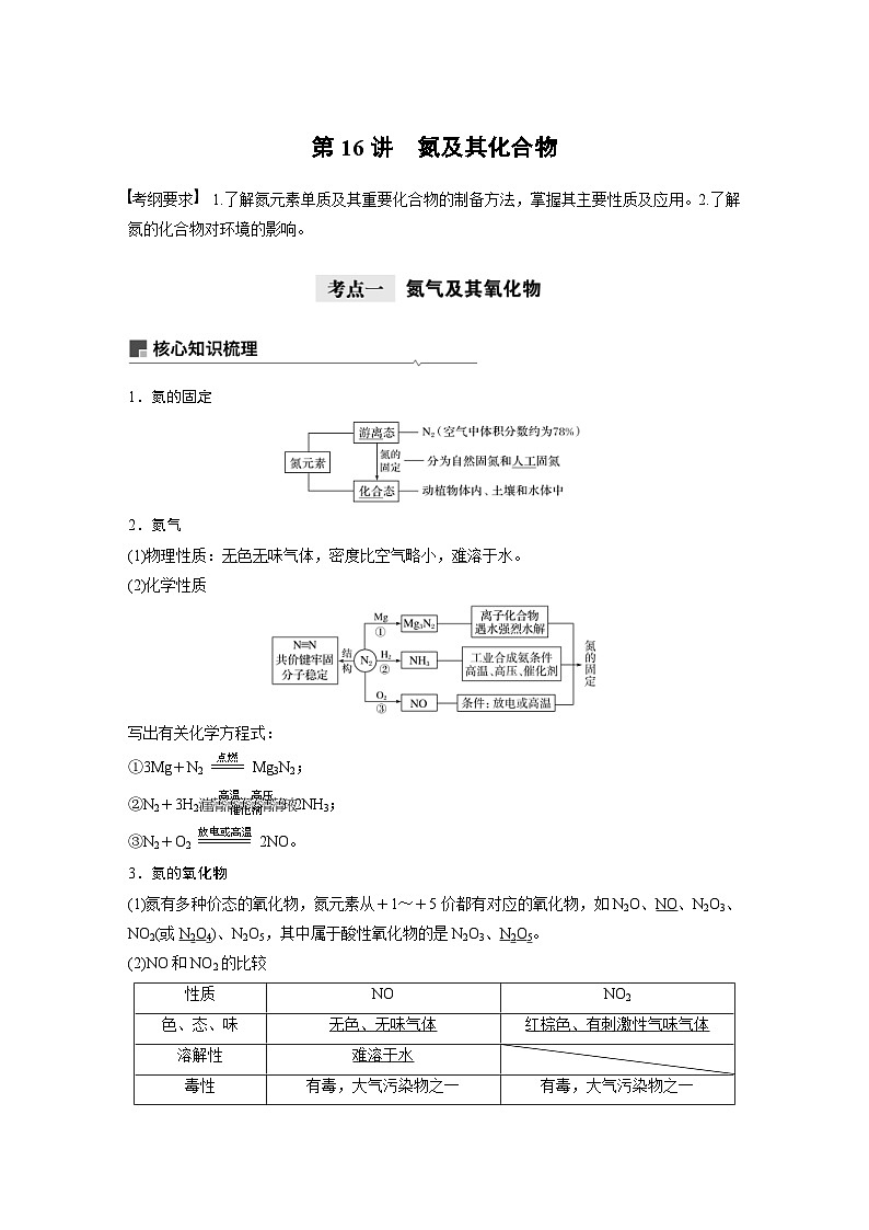 高考化学一轮复习讲练 第4章 第16讲　氮及其化合物 (含解析)01