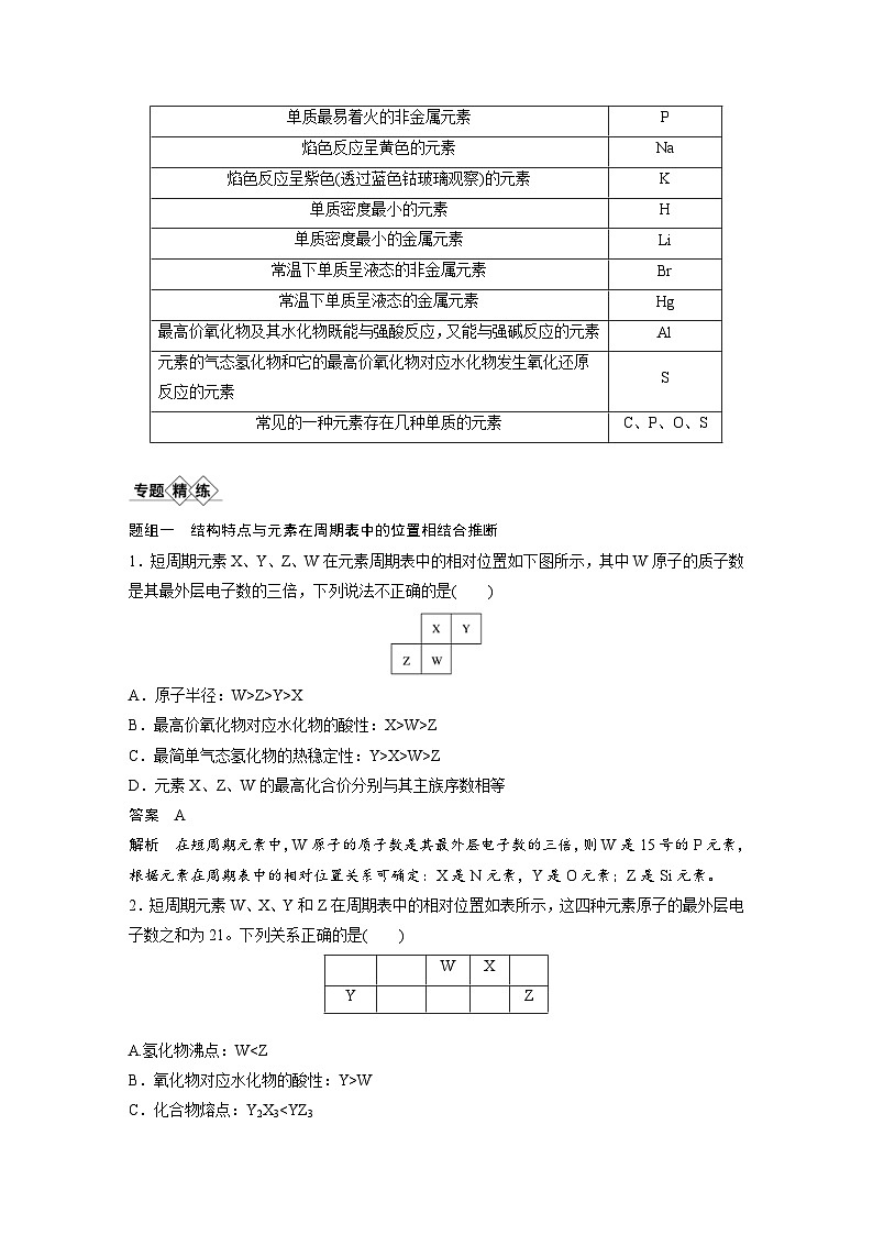 高考化学一轮复习讲练 第5章 专题突破21　“位—构—性”综合推断题的解题方法 (含解析)03