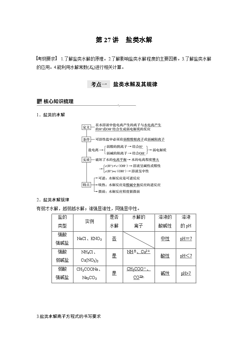 高考化学一轮复习讲练 第8章 第27讲　盐类水解 (含解析)01
