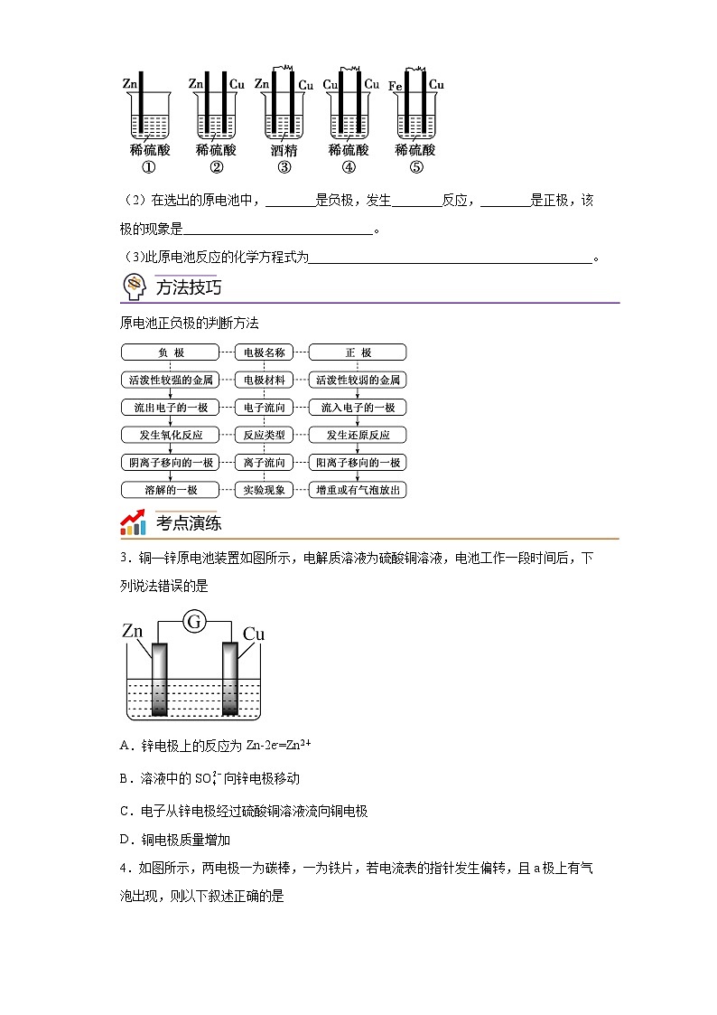 【思维导图】人教版高中化学必修二《6.1.2化学反应与电能》同步学习思维导图+学练02