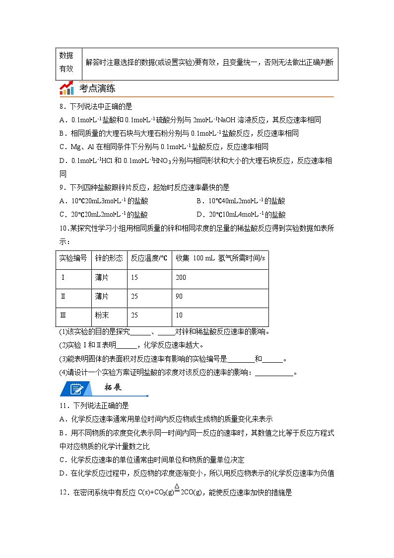 【思维导图】人教版高中化学必修二《6.2.1化学反应速率及影响因素》同步学习思维导图+学练（学生版） 第3页