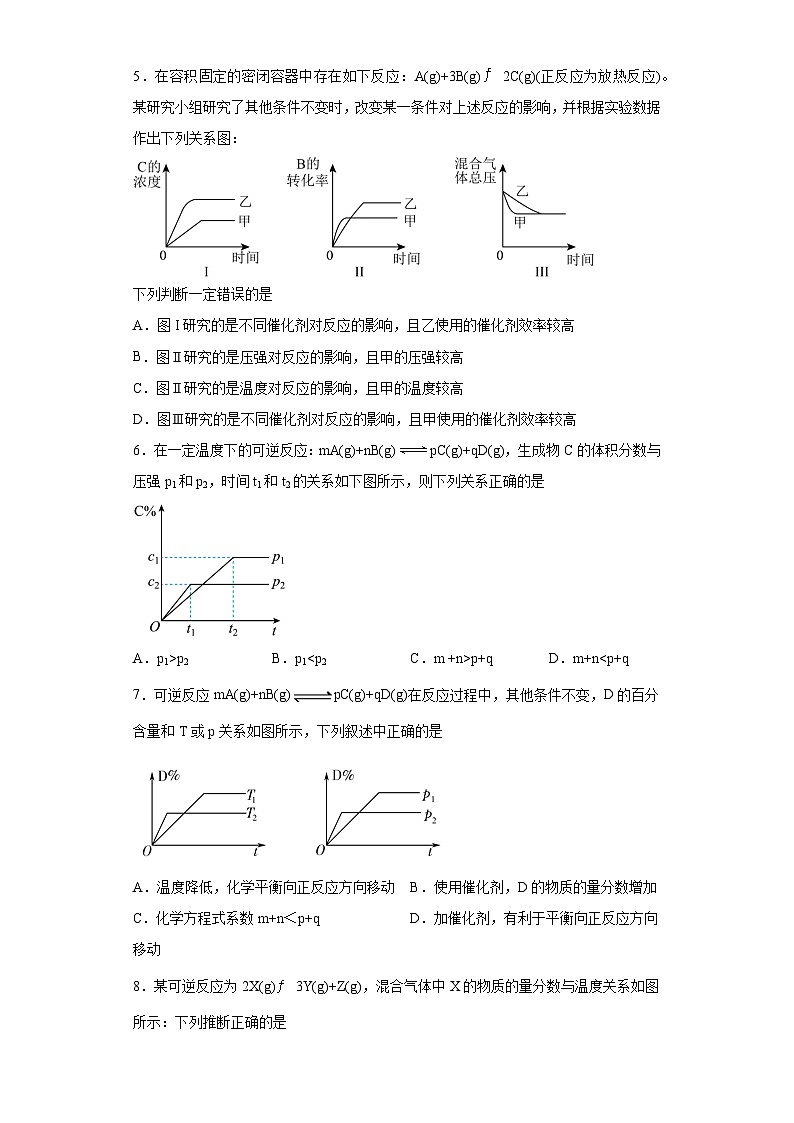 【思维导图】人教版高中化学选修一《2.2.3化学反应速率和化学平衡图像》同步学习思维导图+学练03