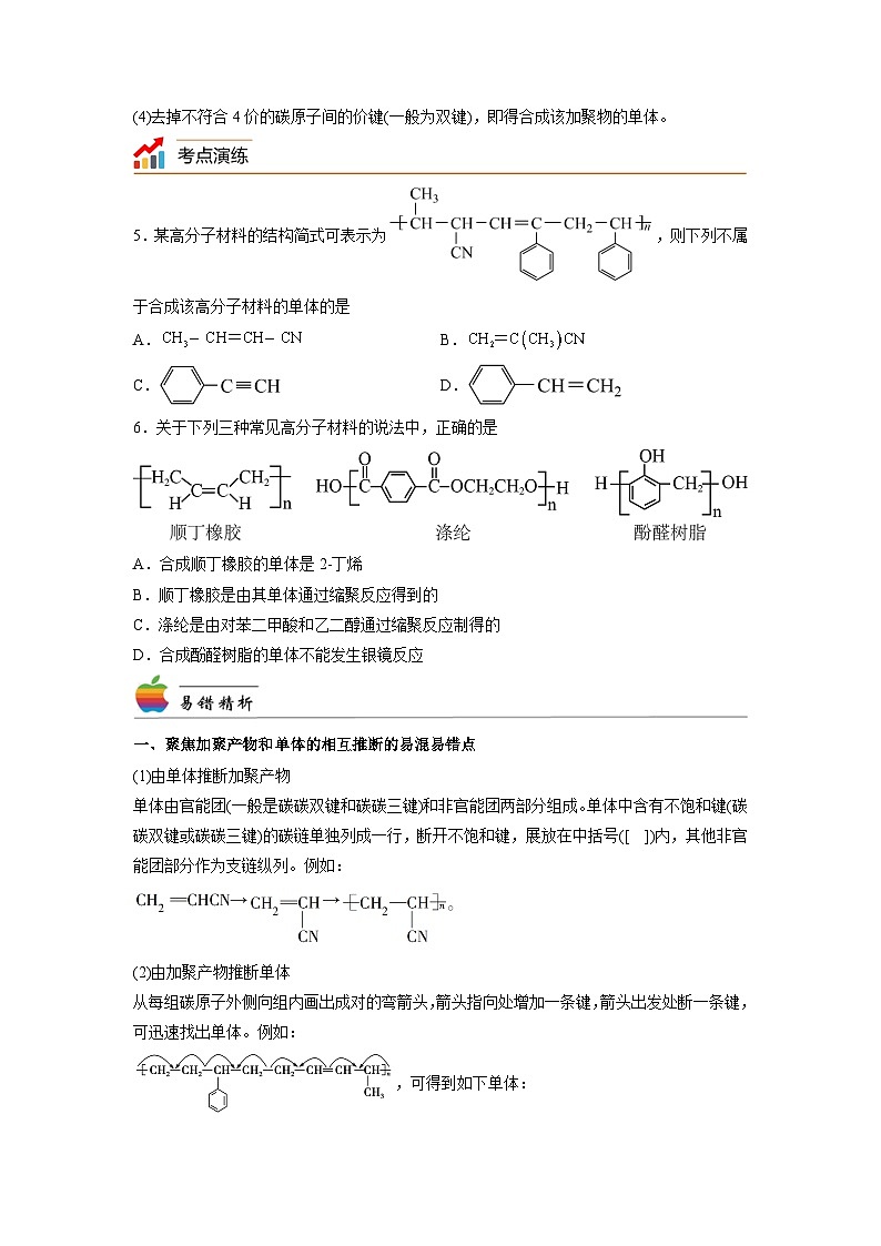 【思维导图】人教版高中化学选修三《5.1合成高分子的基本方法》同步学习思维导图+学练03