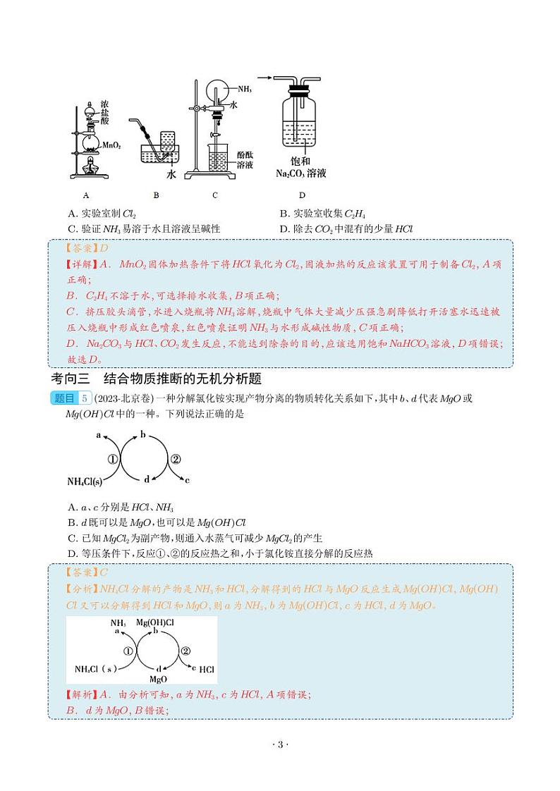 无机物的转化 微型工艺流程-2023年高考化学真题题源解密（解析版）第3页