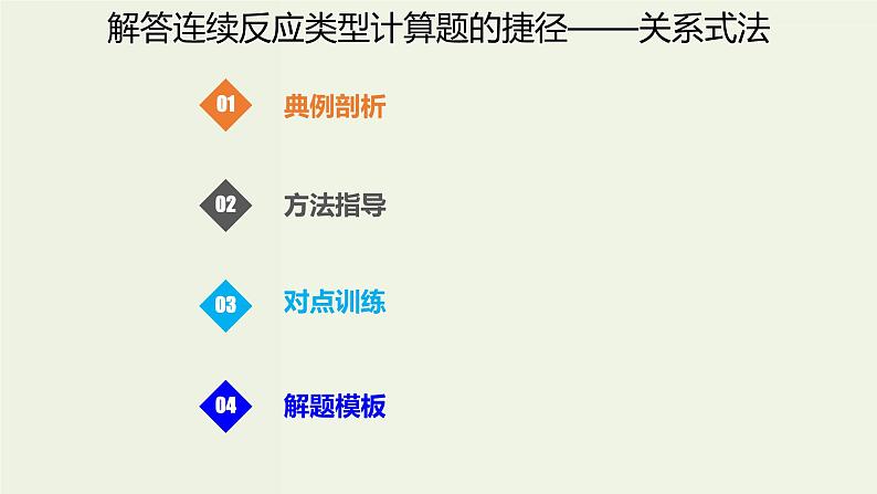 高考化学一轮复习考点备考课件专题一考点指导1解答连续反应类型计算题的捷径 关系式法 (含解析)第1页