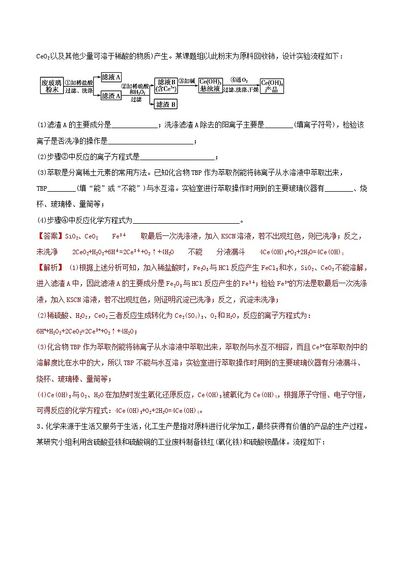 高考化学一轮复习一遍过专题11化工流程一金属（含解析）02