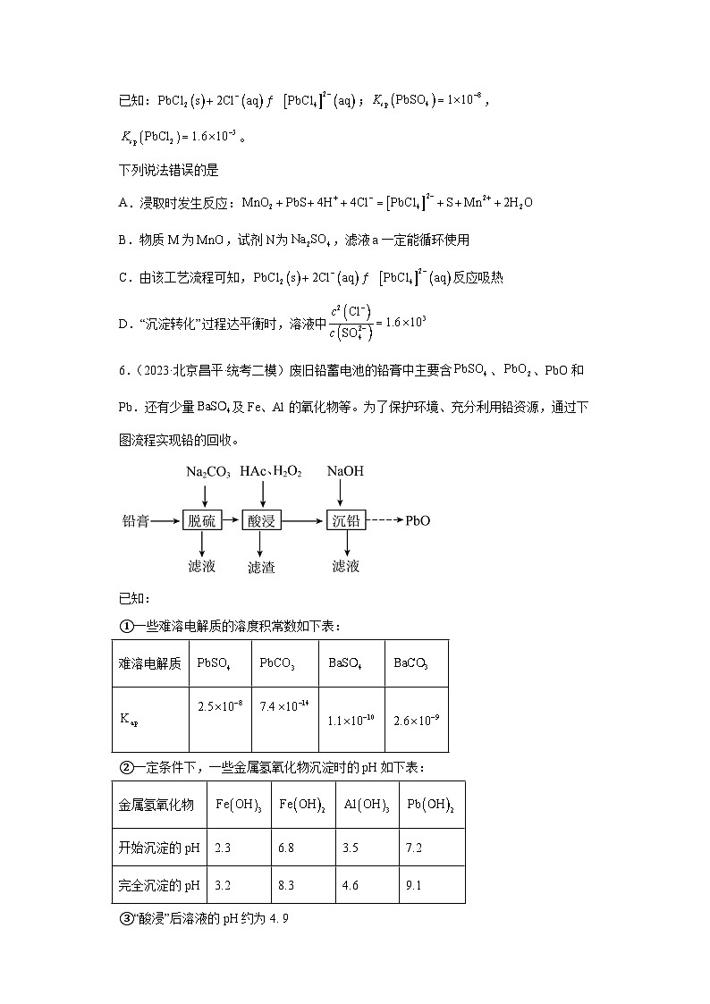 2024届高三新高考化学大一轮专题训练--沉淀溶解平衡03