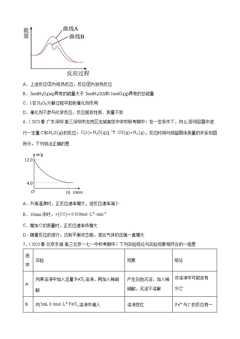 2024届高三新高考化学大一轮专题练习：化学反应速率与限度第3页