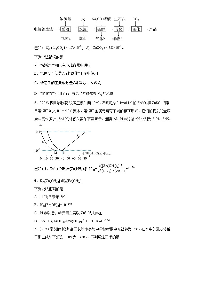 2024届高三新高考化学大一轮专题练习-沉淀溶解平衡第3页