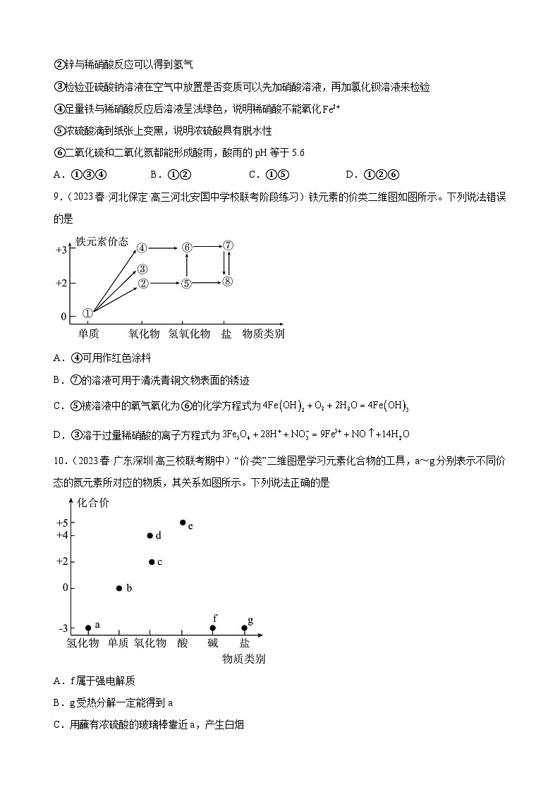 2024届高三新高考化学大一轮专题练习--氮族元素及其化合物第3页