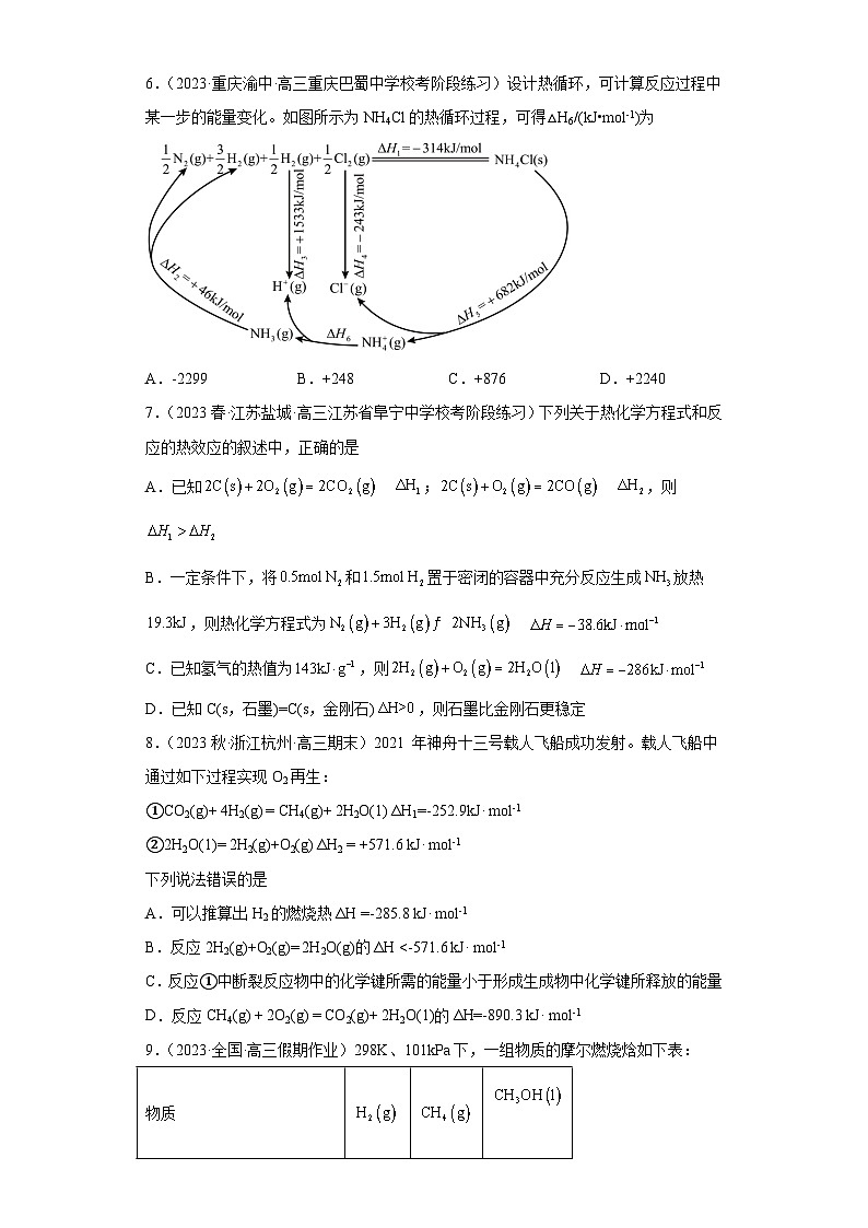 2024届高三新高考化学大一轮专题练习-化学反应热的计算03