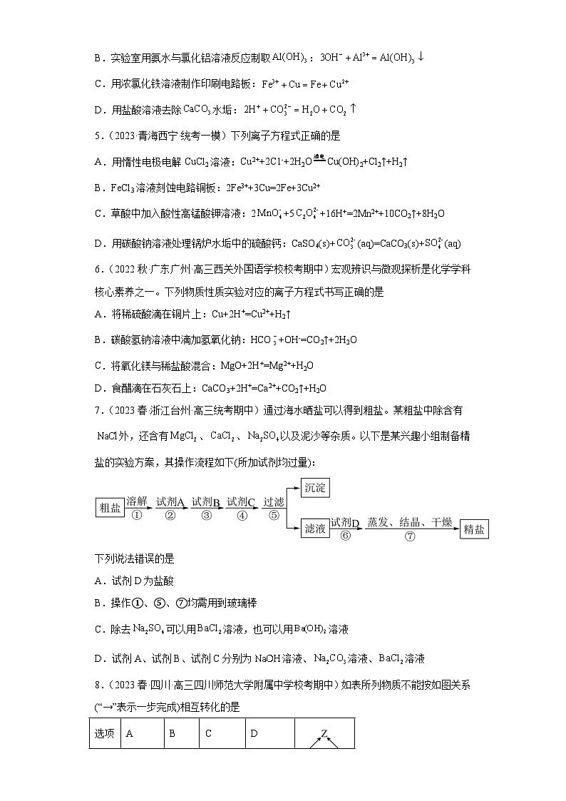 2024届高三新高考化学大一轮专题练习--离子反应第2页