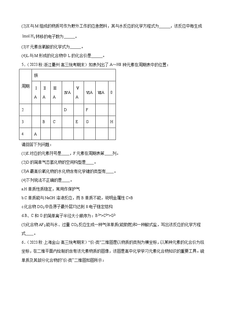 2024届新高考化学第一轮专项训练复习——元素或物质推断题1（含解析）第3页