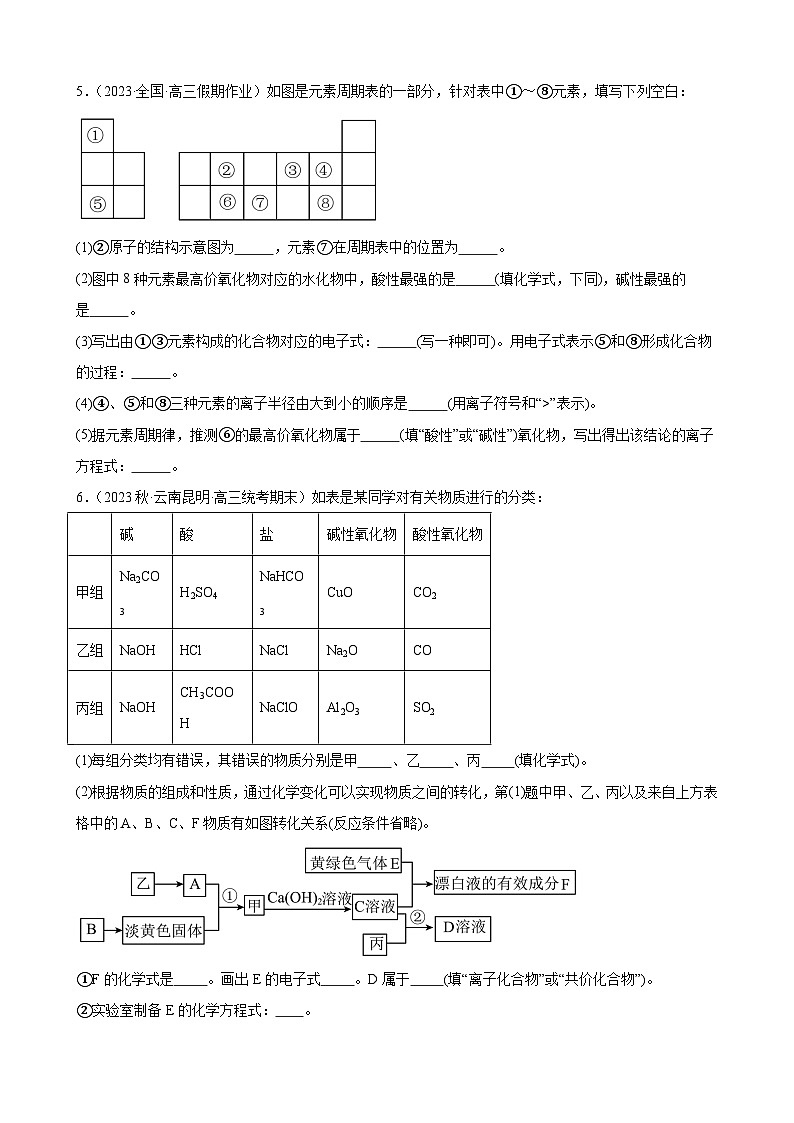 2024届新高考化学第一轮专项训练复习——元素或物质推断题4（含解析）第3页