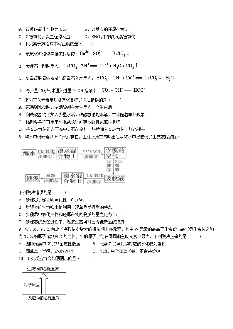 湖南省长沙市长郡中学2022-2023学年高一化学下学期期末考试试题（Word版附答案）02