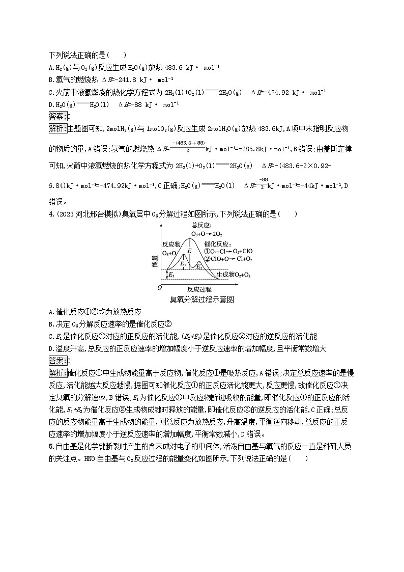 适用于新教材2024版高考化学一轮总复习第六章课时规范练30反应热及计算新人教版第2页
