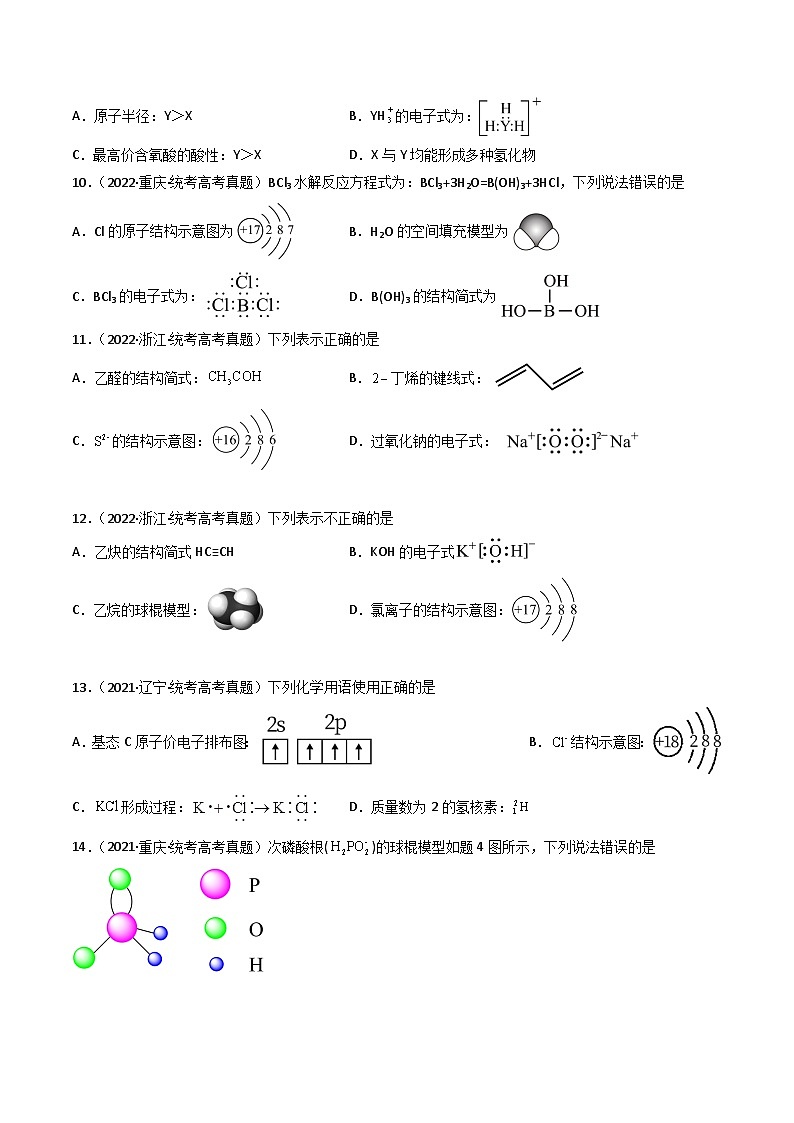 专题01 化学用语 化学与传统文化、STSE- （2021年-2023年）三年高考化学真题分类汇编（通用版）03