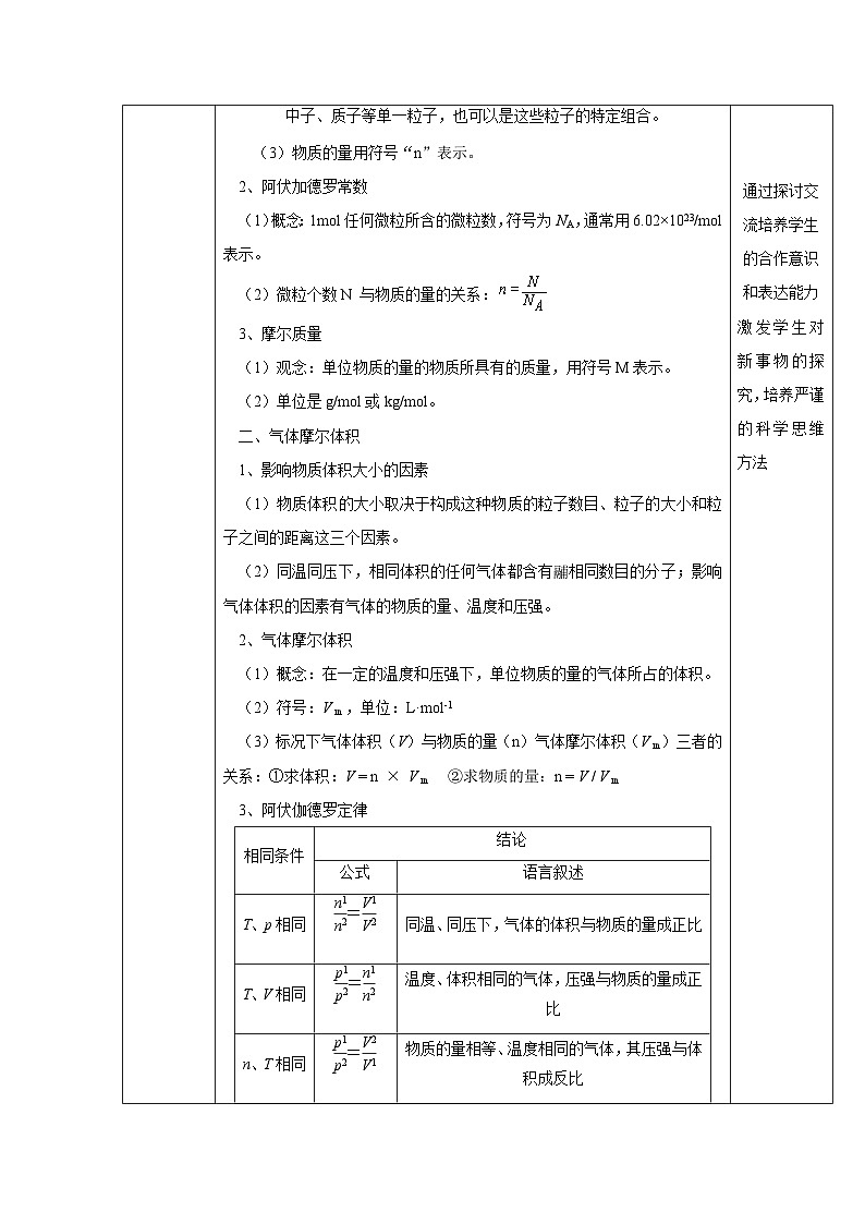 高中化学人教版（2019）必修第一册 2.3物质的量教案02